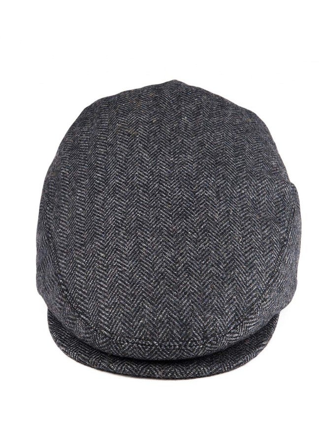 VOBOOM Men's Herringbone Flat Ivy Newsboy Hat Wool Blend Gatsby Cabbie Cap (Dark Grey, 7 3/8) - Image 3